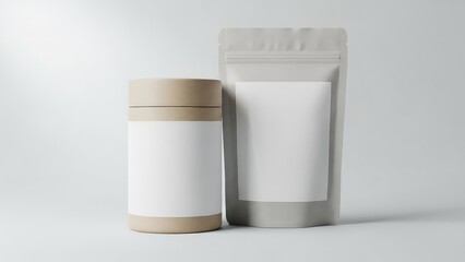 Blank labels on product packaging for branding and design