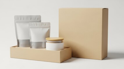 Blank cosmetic packaging on white background