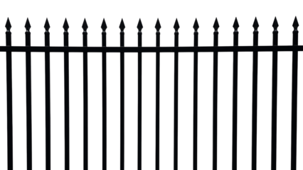 Black Wrought Iron Fence Section with Spiked Finials