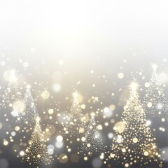 Festive background with gold and white Christmas trees. Perfect for holiday promotions, greeting cards, and social media posts. Creates a magical and