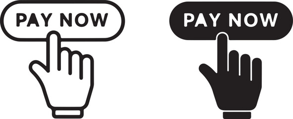 Obraz premium Black and white hand icons with pay now button for website