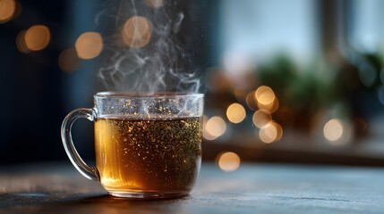 A cup of hot green tea