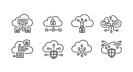 Obraz premium Cloud computing security icons
