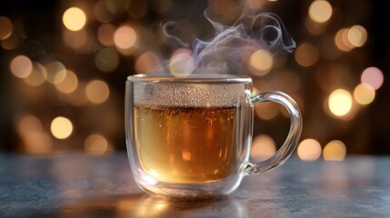 A cup of hot green tea