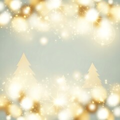 Sparkling Christmas trees on a light background with festive bokeh lights. Could be used for a greeting card or holiday promotion.