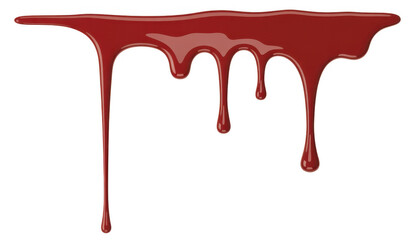 Red liquid dripping paint abstract isolated on a transparent background