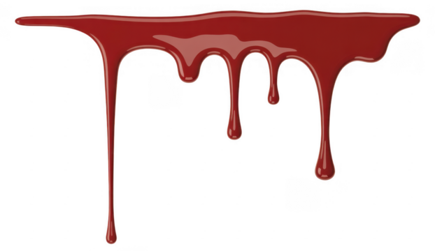 Red liquid dripping paint abstract isolated on a transparent background - Powered by Adobe