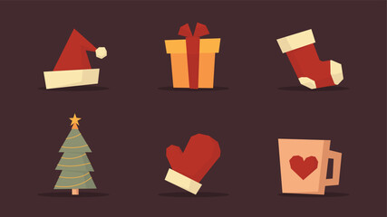 Minimalist and abstract Christmas element set with flat design perfect for holiday designs, content materials, and seasonal events.