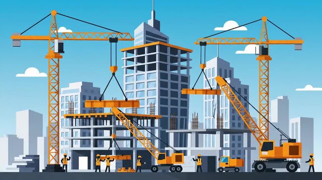 Construction Cranes Building Modern City Structures