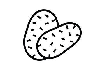Two Potatoes Line Art Style on White Background Stock