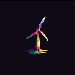 windmill, wind logo, polygon logo, logo design