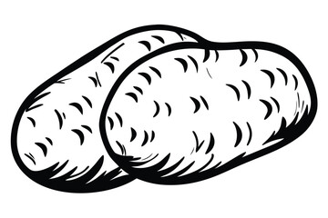 Two Stylized Potatoes with Detailed Skin Texture on White