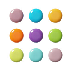 Chromatic Harmony: A visually appealing display of colorful nail polish droplets in a grid formation, showcasing a range of vibrant hues, ready for cosmetic concept.