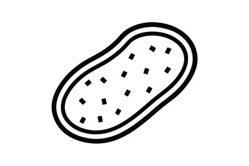 Watermelon Slice Outline with Seeds on White Background Summer Fruit Icon