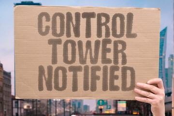 "Control Tower Notified" Ground personnel alerted to airborne emergency situation. ALERT. NOTIFICATION. CONTROL. EMERGENCY. RESPONSE.