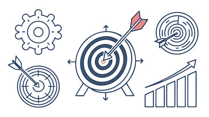 Business strategy and goal setting concepts with targets and arrows