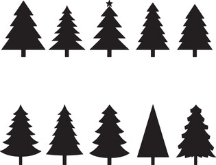 Fototapeta premium Set of ten black silhouette christmas tree icons for holiday design