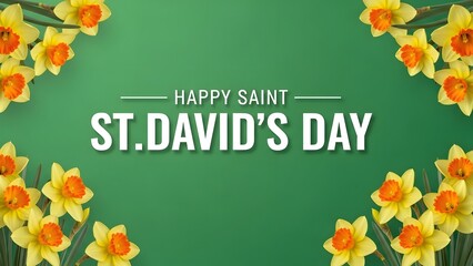 St david s day greeting with daffodils