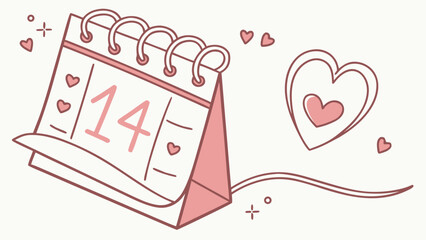 Valentine's Day calendar reminder with hearts and love symbols