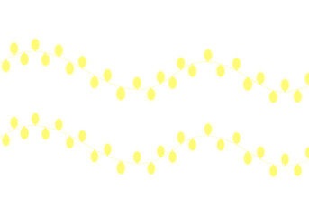 Elegant Wavy Yellow String Lights Garland with Varied Circle Sizes on Clean White Background