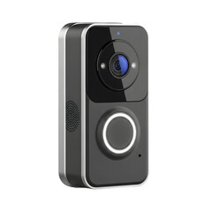 Obraz premium Smart video doorbell camera with wide angle lens and motion detection isolated on transparent background