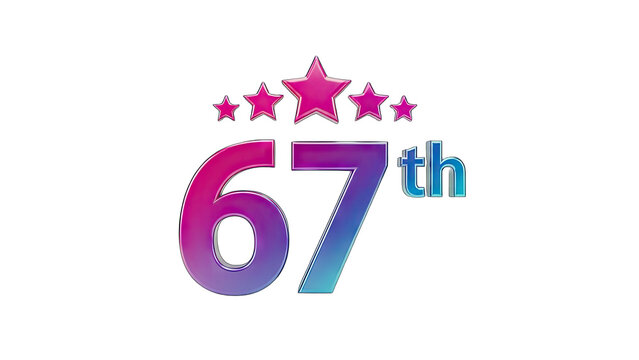 3D 67th Anniversary Celebration with Stars on transparent background