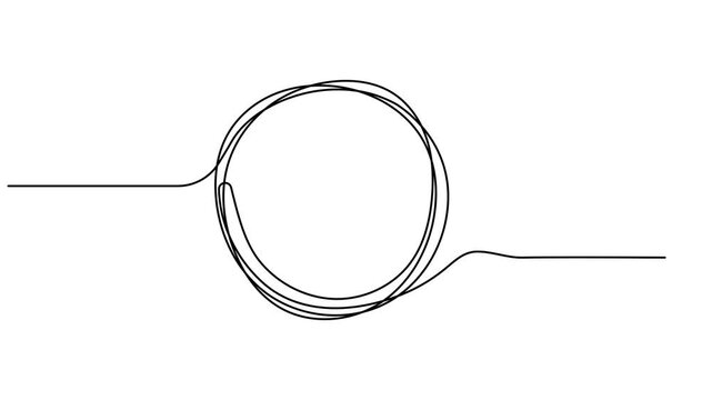 Animation of a single line drawing of a round frame. Continuous contour movement of a round frame. Continuous video with one line, circle line shape animation continuous one line drawing, Single