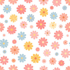 Floral Symphony of Colors: A vibrant display of pastel-colored daisies dances across a backdrop. A beautiful mix of tones, perfect for any project.