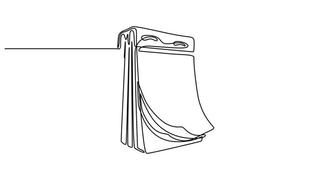 Self drawing line animation office clock with calendar planner continuous one single line drawn concept video, Abstract tear-off calendar. The date is December 25th. Christmas. Self drawing animation