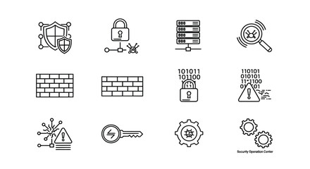 Network security icons representing various protection measures
