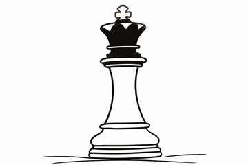 Fototapeta premium Minimalist Black and White Chess King Piece Illustration
