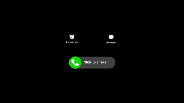 Incoming phone call ring animation with transparent background, call Incoming icon you receive the message, animation accept and decline animation in 4k. 