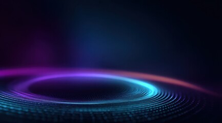 Abstract glowing blue and purple concentric rings on dark background