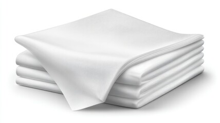 Naklejka premium A white towel is folded into a square and placed on a white background