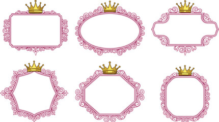 Pink and gold crown framed text boxes with decorative borders © Arafat
