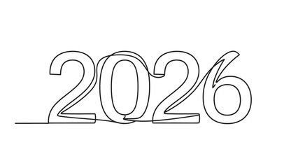 A minimalist line drawing of the year 2026 in large, bold font on a clean white background with a simple horizontal line underneath.