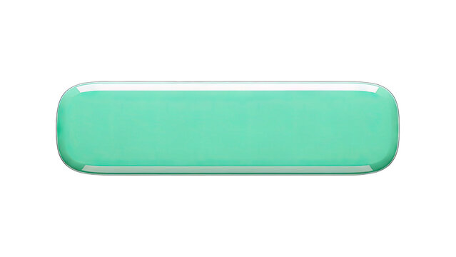 3D Glossy Teal Rectangle Button on transparent background