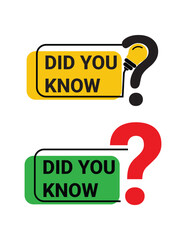 Did You Know Question Mark Labels &ndash; Colorful Information Badge Vector Design.