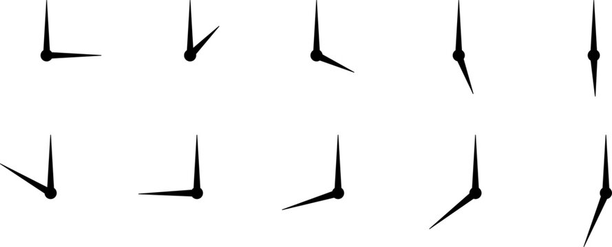 Collection of clock hands showing different times Vector