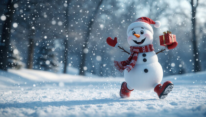 New Year's card with a snowman.