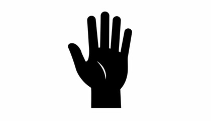 Obraz premium Black silhouette of a hand with five fingers on white background.
