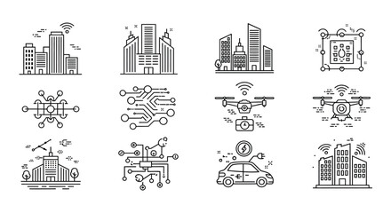 Obraz premium Modern city infrastructure with smart technology