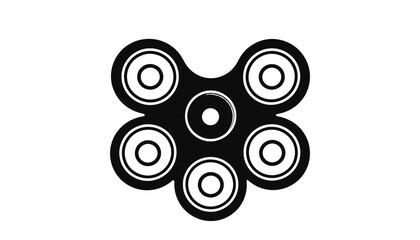 Black and white illustration of a fidget spinner toy on a white background.