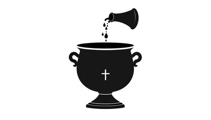 Fototapeta premium Illustration of a baptismal font with water being poured into it.