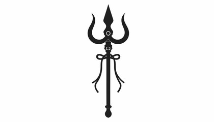 Trishul Trident Weapon of Hindu God Shiva Isolated Vector Illustration.