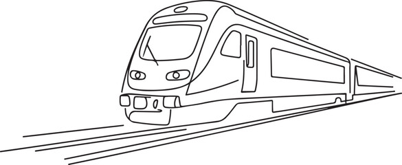 Single one line drawing of train seen from the front prepares to carry passengers quickly, safely and comfortably to their destination. one line Icon drawing © firoz