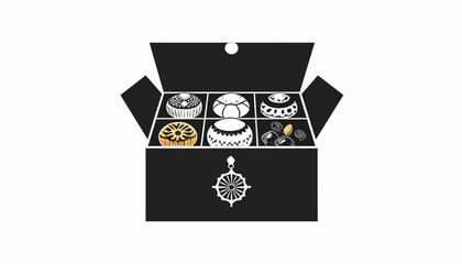 Elegant box containing an assortment of decorative ceramics and jewelry.