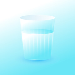 Minimal Glass of Water on Light Blue Background