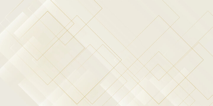 Abstract background with light beige and gold geometric squares and lines, creating a modern elegant design for presentations
