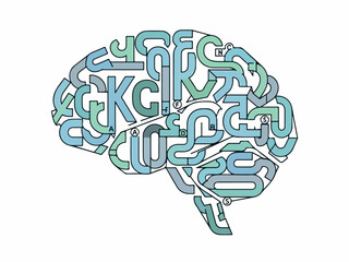 Creative brain concept illustration, thoughts and ideas, mental health, cognitive function, intellect